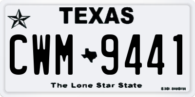 TX license plate CWM9441