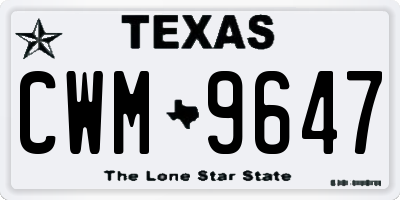 TX license plate CWM9647