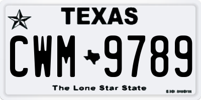 TX license plate CWM9789