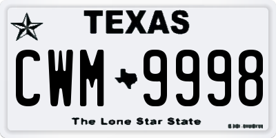 TX license plate CWM9998