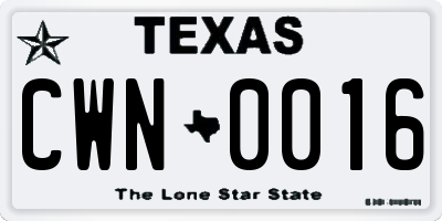 TX license plate CWN0016