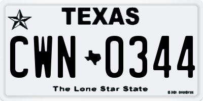 TX license plate CWN0344