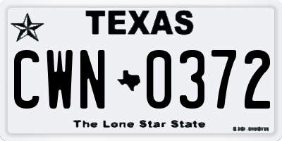 TX license plate CWN0372