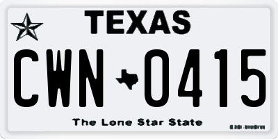 TX license plate CWN0415