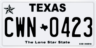 TX license plate CWN0423