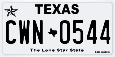 TX license plate CWN0544