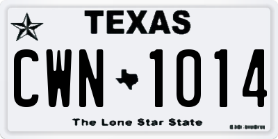 TX license plate CWN1014