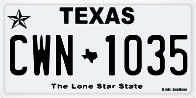 TX license plate CWN1035