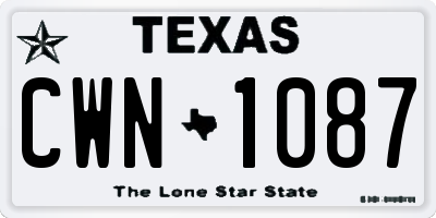 TX license plate CWN1087