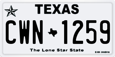 TX license plate CWN1259