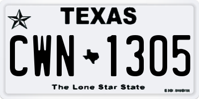 TX license plate CWN1305