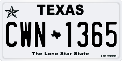 TX license plate CWN1365