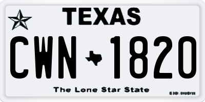 TX license plate CWN1820
