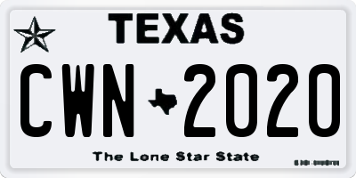 TX license plate CWN2020