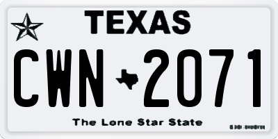 TX license plate CWN2071