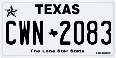 TX license plate CWN2083