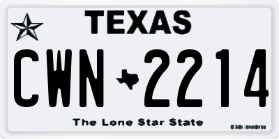 TX license plate CWN2214