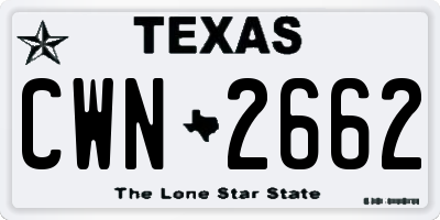 TX license plate CWN2662