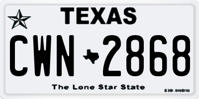 TX license plate CWN2868