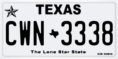 TX license plate CWN3338