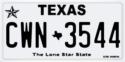 TX license plate CWN3544