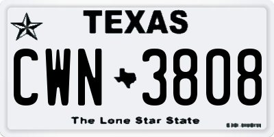 TX license plate CWN3808