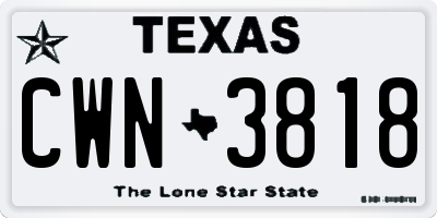 TX license plate CWN3818