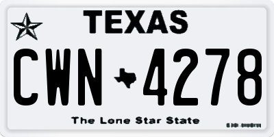 TX license plate CWN4278