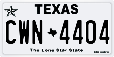 TX license plate CWN4404