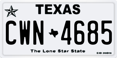 TX license plate CWN4685