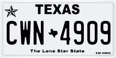 TX license plate CWN4909