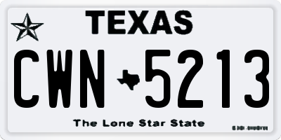 TX license plate CWN5213