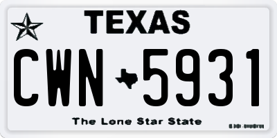TX license plate CWN5931