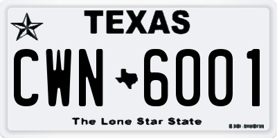 TX license plate CWN6001