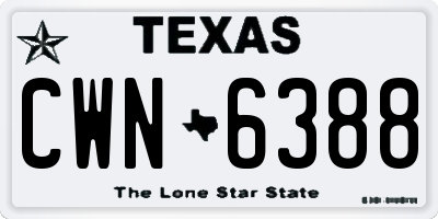 TX license plate CWN6388