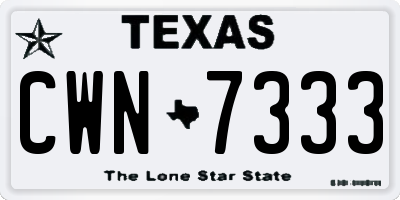 TX license plate CWN7333