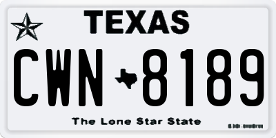 TX license plate CWN8189