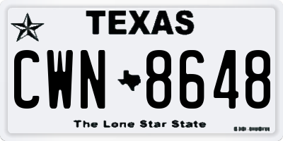 TX license plate CWN8648