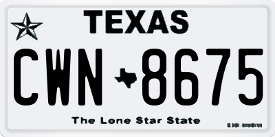 TX license plate CWN8675