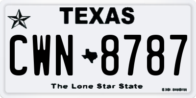 TX license plate CWN8787