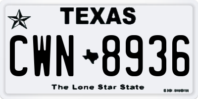 TX license plate CWN8936