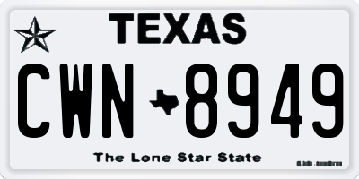 TX license plate CWN8949