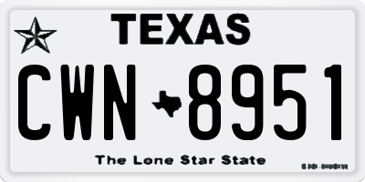 TX license plate CWN8951