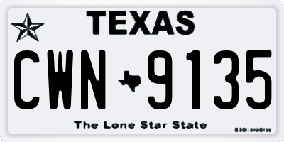TX license plate CWN9135