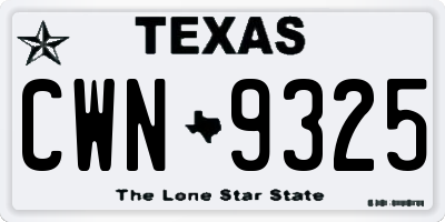 TX license plate CWN9325
