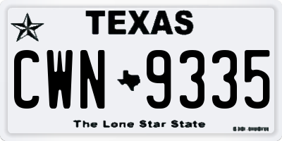 TX license plate CWN9335