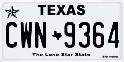 TX license plate CWN9364