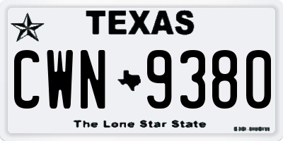 TX license plate CWN9380