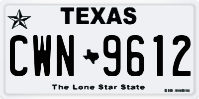 TX license plate CWN9612