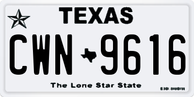TX license plate CWN9616